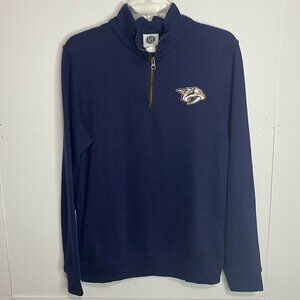 NHL Official Nashville Predators Pullover Mens Small Navy 1/4 Zip Embroidered